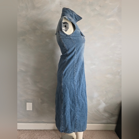 Yoko's Sleeveless Denim Jean Maxi Dress Snap Down Sz M - Picture 6 of 9